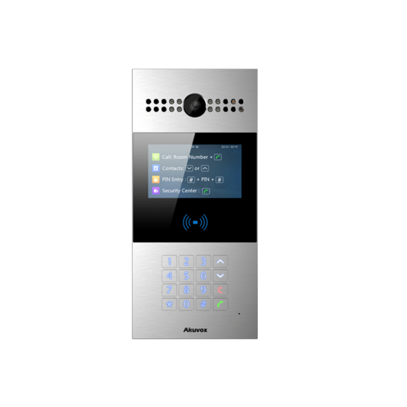 This is the Akuvox SIP Door phone with Screen and Multi Access used for home protection and sold by Tech Store Lebanon.