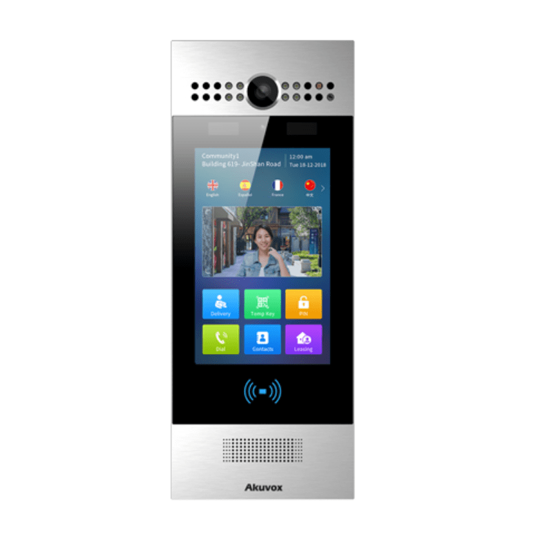 This is the Akuvox SIP Door phone with Touch Screen and Facial Recognition used for home protection and sold by Tech Store Lebanon.